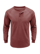 New Men's Round Neck Waffle Henley Shirt - Stormyjay