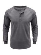 New Men's Round Neck Waffle Henley Shirt - Stormyjay