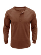 New Men's Round Neck Waffle Henley Shirt - Stormyjay