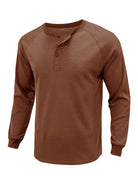 New Men's Round Neck Waffle Henley Shirt - Stormyjay