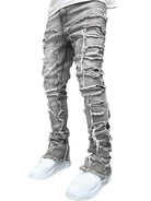 Men's new stretch patch denim straight pants - Stormyjay