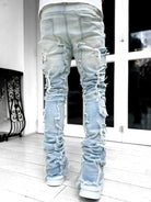 Men's new stretch patch denim straight pants - Stormyjay