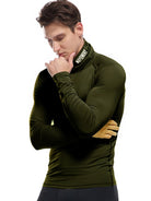 Men's new high-neck high-elastic tight sports long-sleeved T-shirt - Stormyjay