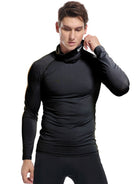 Men's new high-neck high-elastic tight sports long-sleeved T-shirt - Stormyjay