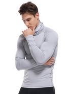 Men's new high-neck high-elastic tight sports long-sleeved T-shirt - Stormyjay