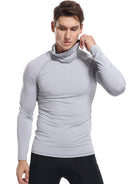 Men's new high-neck high-elastic tight sports long-sleeved T-shirt - Stormyjay