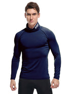 Men's new high-neck high-elastic tight sports long-sleeved T-shirt - Stormyjay