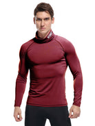 Men's new high-neck high-elastic tight sports long-sleeved T-shirt - Stormyjay