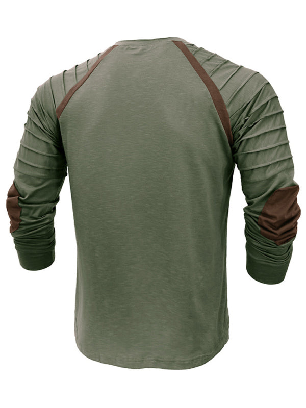 Men's new long-sleeved Henry collar sports base T-shirt - Stormyjay