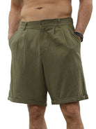 Men's new casual beach shorts with buttons and elastic waist - Stormyjay