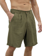 Men's new casual beach shorts with buttons and elastic waist - Stormyjay