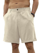 Men's new casual beach shorts with buttons and elastic waist - Stormyjay