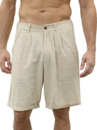 Men's new casual beach shorts with buttons and elastic waist - Stormyjay