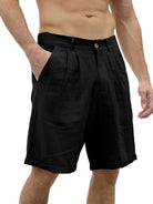 Men's new casual beach shorts with buttons and elastic waist - Stormyjay