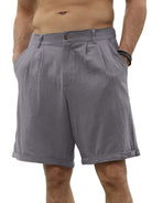 Men's new casual beach shorts with buttons and elastic waist - Stormyjay