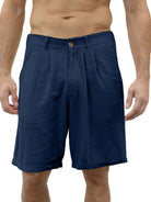 Men's new casual beach shorts with buttons and elastic waist - Stormyjay