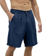 Men's new casual beach shorts with buttons and elastic waist - Stormyjay