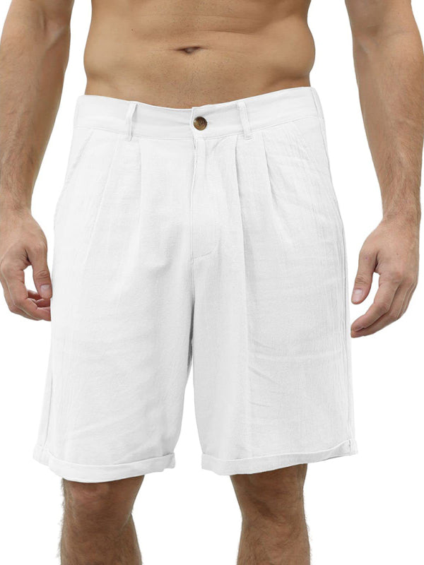 Men's new casual beach shorts with buttons and elastic waist - Stormyjay