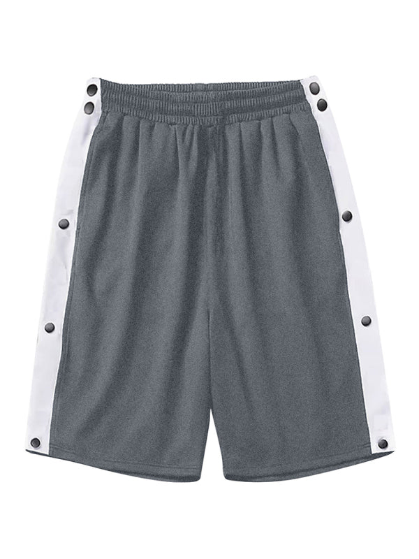 Men's classic trendy loose-fitting casual sports shorts with full side buttons - Stormyjay