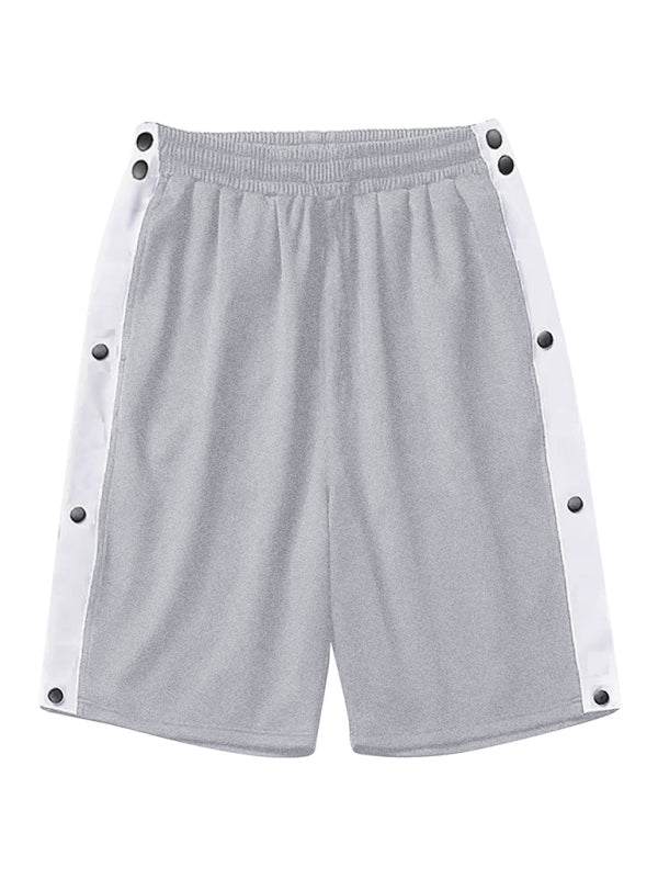 Men's classic trendy loose-fitting casual sports shorts with full side buttons - Stormyjay