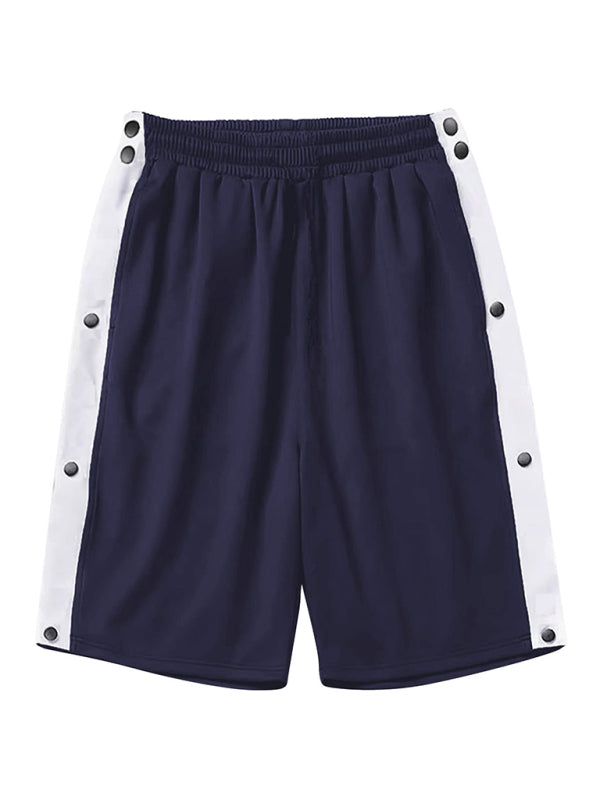 Men's classic trendy loose-fitting casual sports shorts with full side buttons - Stormyjay