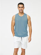 Men's loose round neck breathable and quick-drying running sports vest - Stormyjay