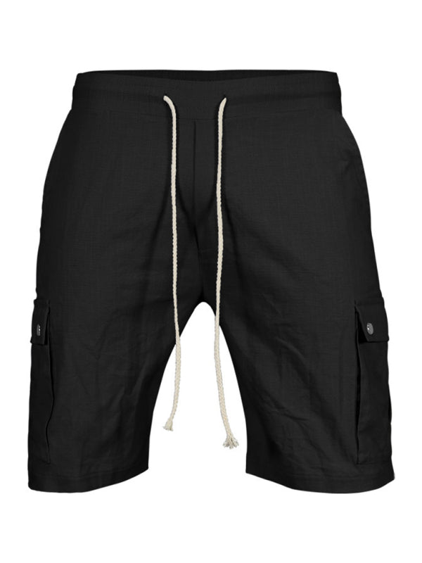 Casual Men's Slim Drawstring Shorts Thin Quarter Pants Cargo Shorts - Stormyjay