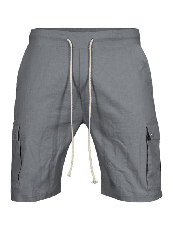 Casual Men's Slim Drawstring Shorts Thin Quarter Pants Cargo Shorts - Stormyjay