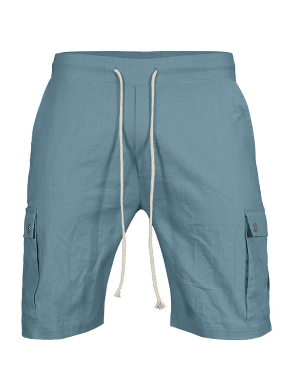 Casual Men's Slim Drawstring Shorts Thin Quarter Pants Cargo Shorts - Stormyjay