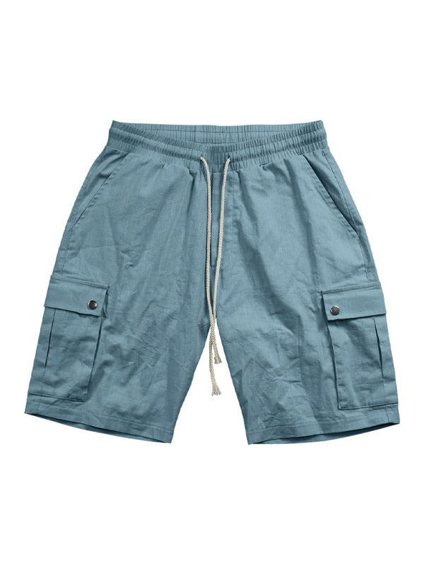 Casual Men's Slim Drawstring Shorts Thin Quarter Pants Cargo Shorts - Stormyjay