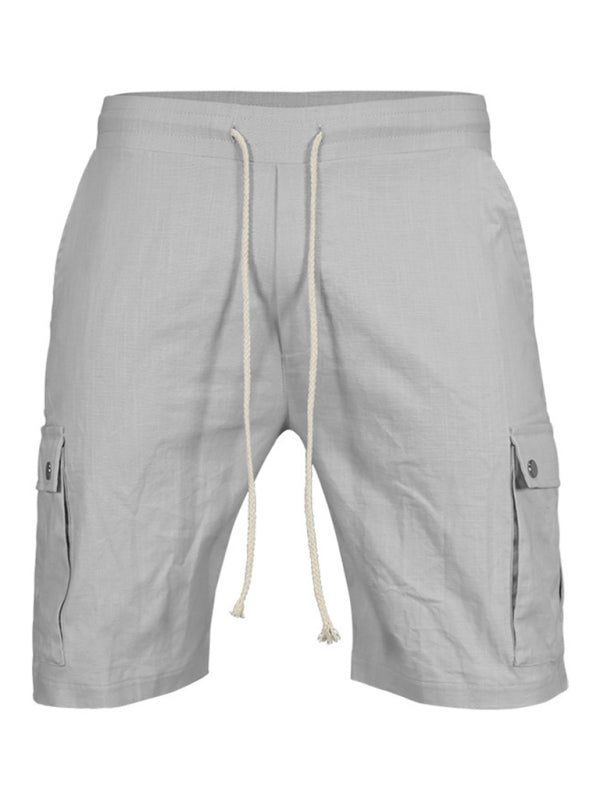 Casual Men's Slim Drawstring Shorts Thin Quarter Pants Cargo Shorts - Stormyjay