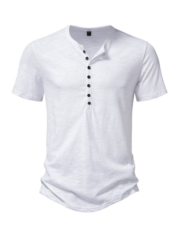 Men's Henley Casual Fashion Basic Short Sleeve T-Shirt - Stormyjay