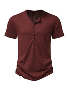 Men's Henley Casual Fashion Basic Short Sleeve T-Shirt - Stormyjay