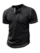 Men's American Vintage Henley Collar Short Sleeve T-Shirt - Stormyjay