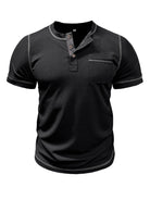 Men's American Vintage Henley Collar Short Sleeve T-Shirt - Stormyjay