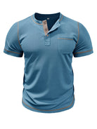 Men's American Vintage Henley Collar Short Sleeve T-Shirt - Stormyjay