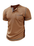 Men's American Vintage Henley Collar Short Sleeve T-Shirt - Stormyjay