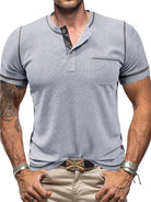 Men's American Vintage Henley Collar Short Sleeve T-Shirt - Stormyjay