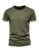 Men's New Solid Color Slub Cotton Round Neck Short Sleeve T-Shirt - Stormyjay