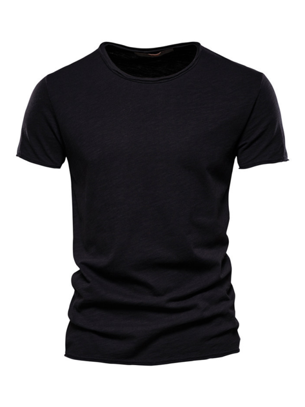 Men's New Solid Color Slub Cotton Round Neck Short Sleeve T-Shirt - Stormyjay