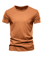 Men's New Solid Color Slub Cotton Round Neck Short Sleeve T-Shirt - Stormyjay