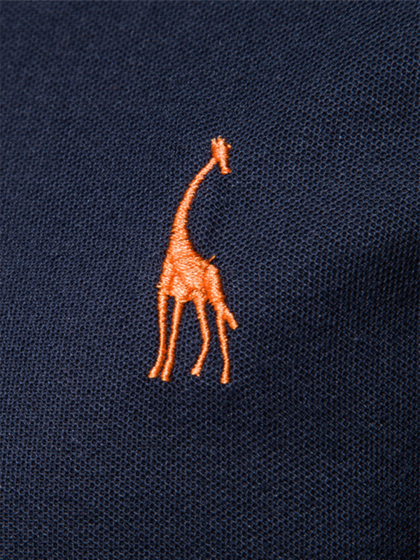 Men's short-sleeved lapel polo shirt with deer embroidery - Stormyjay