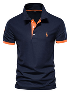 Men's short-sleeved lapel polo shirt with deer embroidery - Stormyjay