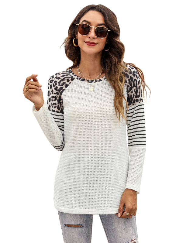 Women's Fashion Casual Waffle Panel Top - Stormyjay