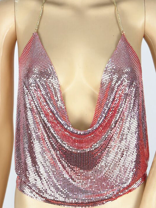 Women's sexy metallic sequin halter topWomen's sexy sequin halter top - Stormyjay