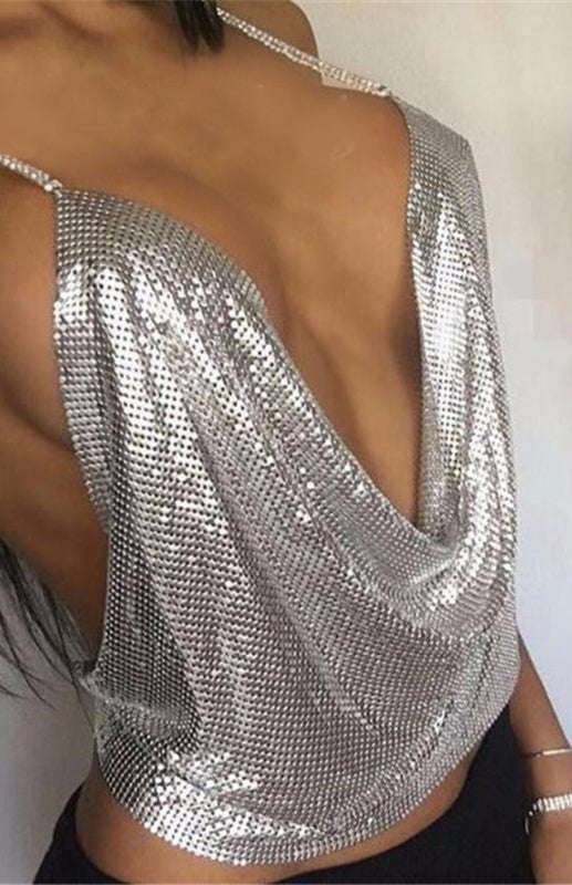 Women's sexy metallic sequin halter topWomen's sexy sequin halter top - Stormyjay