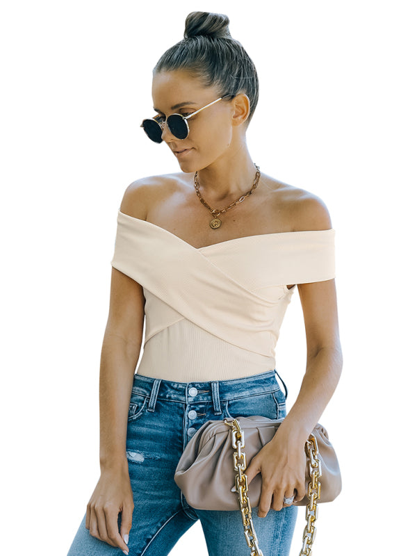 Women's fashion skinny off shoulder top - Stormyjay