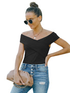 Women's fashion skinny off shoulder top - Stormyjay