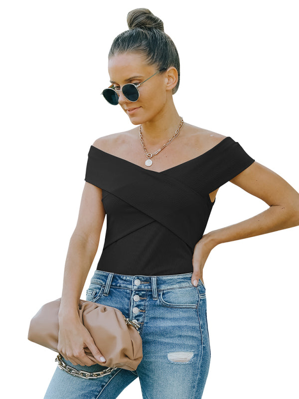 Women's fashion skinny off shoulder top - Stormyjay