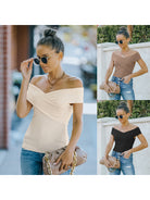 Women's fashion skinny off shoulder top - Stormyjay